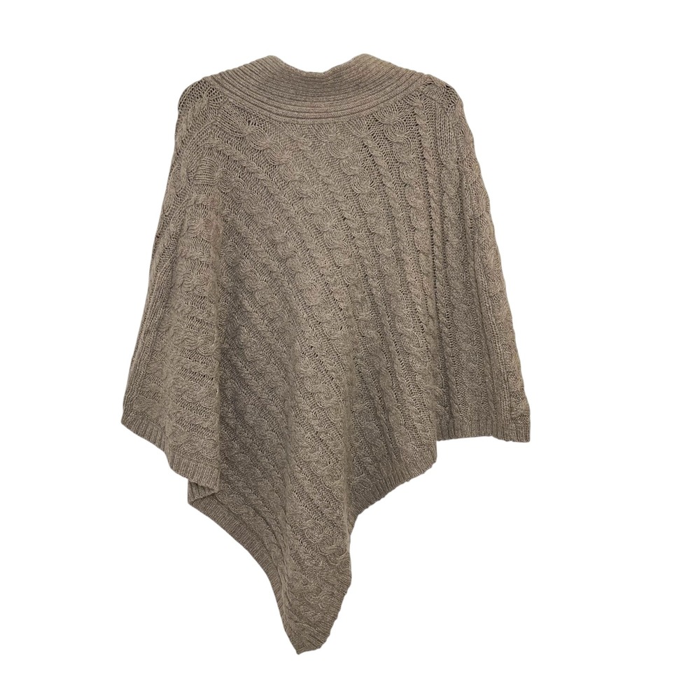 Old Navy Women Brown‎ Cable Knit Asymmetrical Poncho Sweater S - Picture 2 of 8